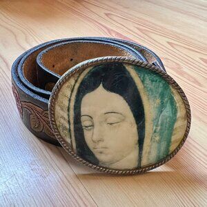 Guadalupe and Rose Leather Belt